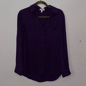 Express Dark Purple Button-Down Shirt